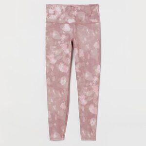 H&M Powder Pink Pattern Sports Leggings High Waist